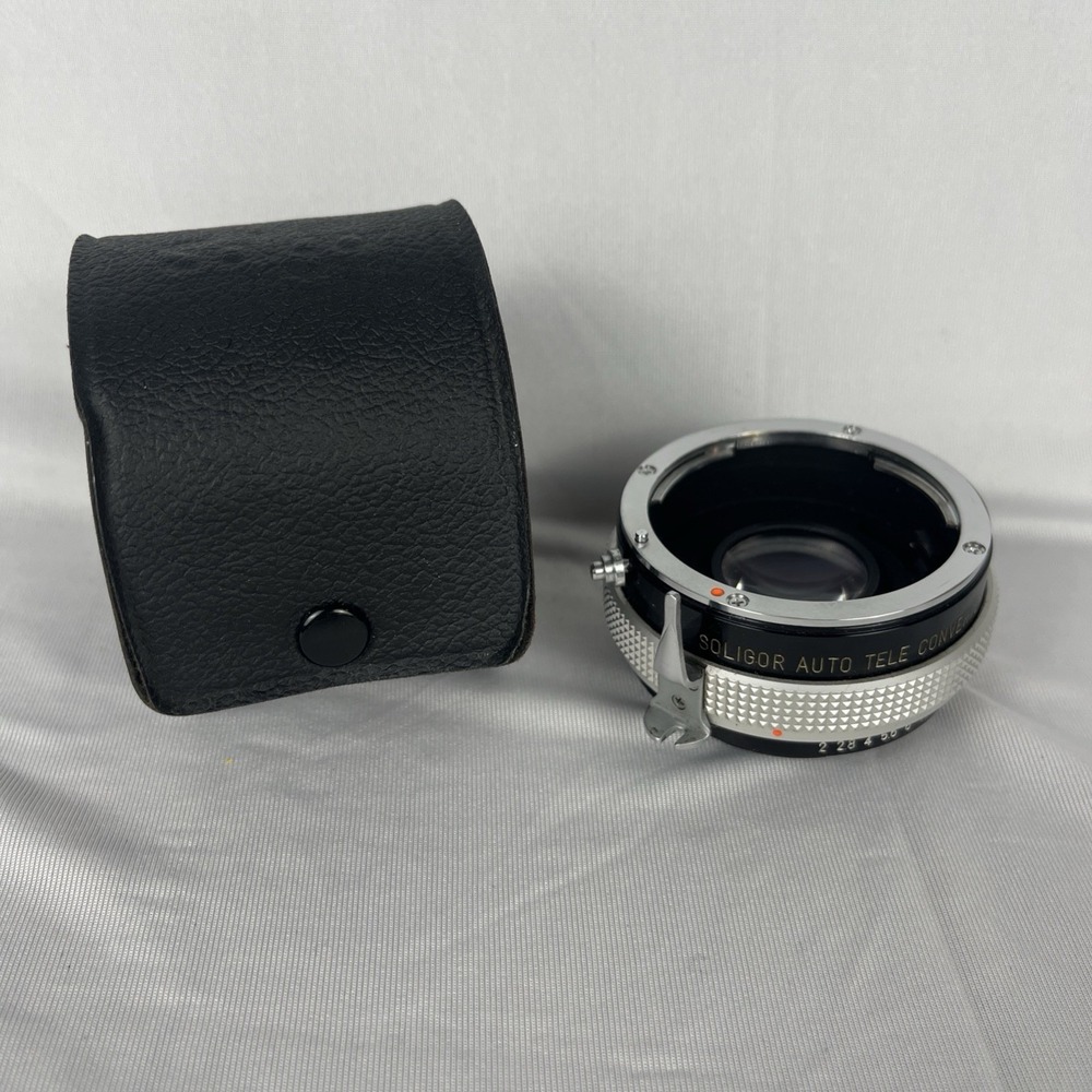 Vtg Soligor Auto Tele-Converter 2X‎ For Nikon F/Ai w Hard Leather Case Japan EUC